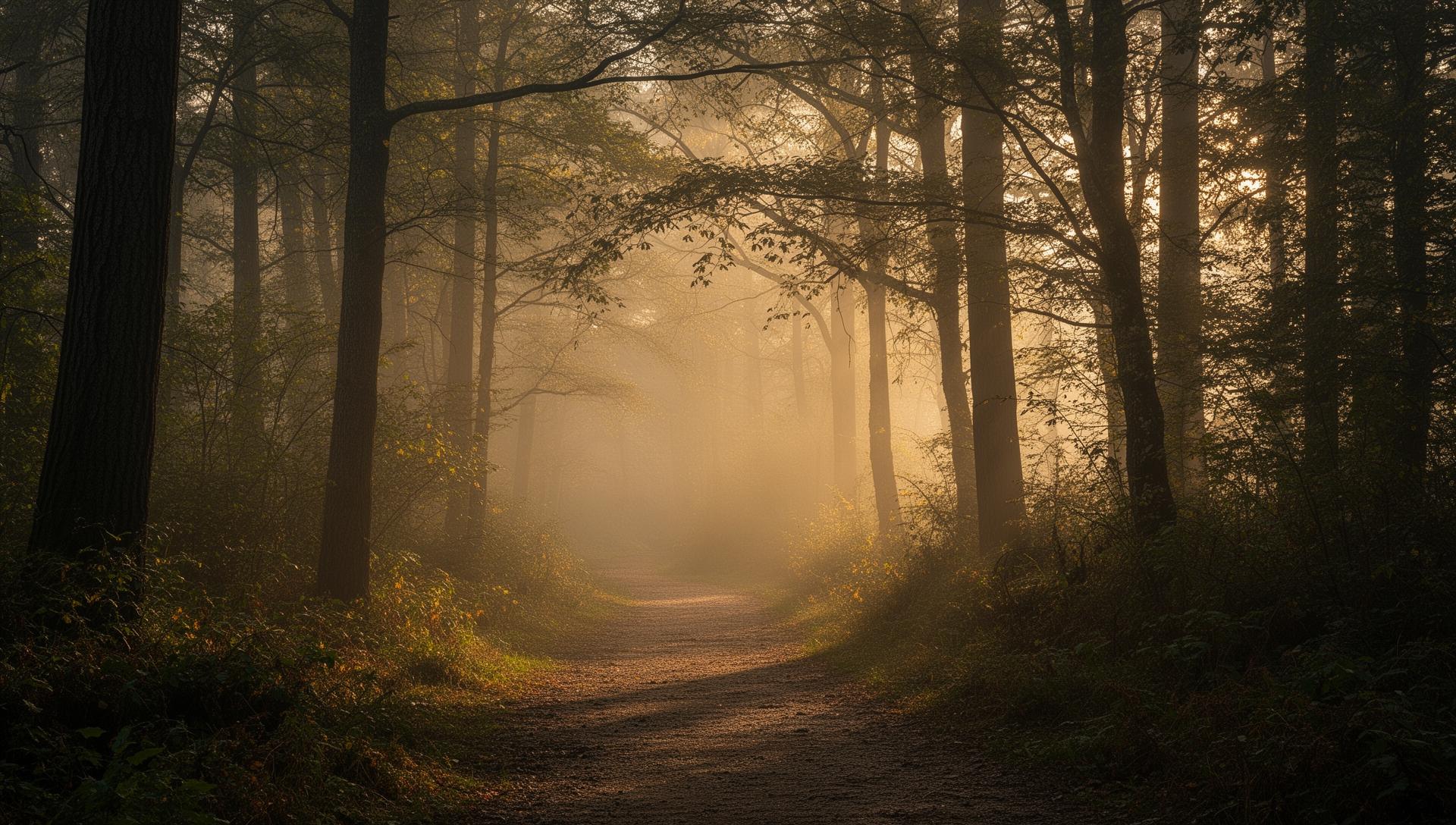 Forest trail at dawn