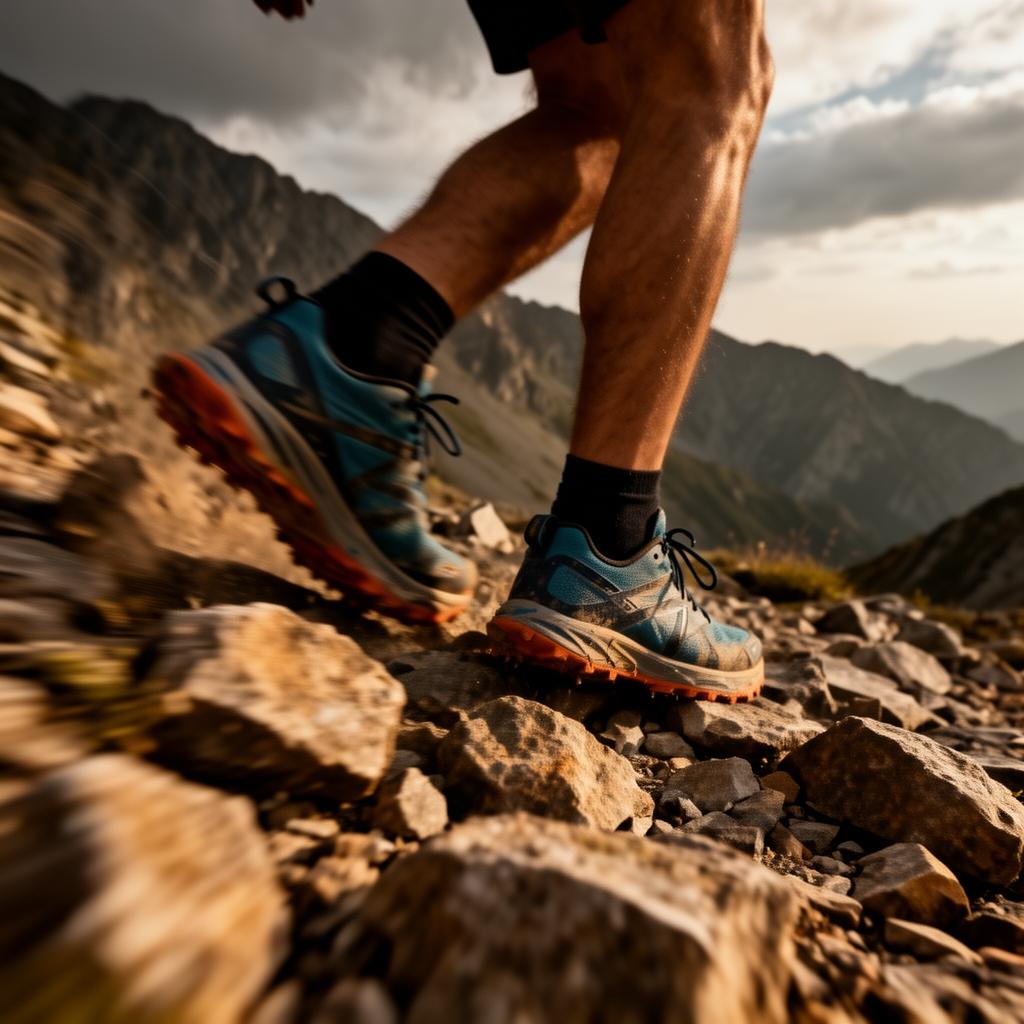 Trail running on mountain terrain